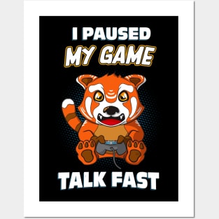 Gaming Red Panda Game Paused Funny Gamer Posters and Art